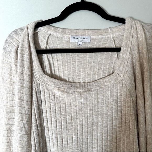 Michael Stars Polly Square Neck Knit Top Oatmeal/Cream Size XS - Picture 5 of 11